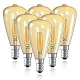 Gorssen Edison Vintage Glühbirne,ST48 E14 4W LED Glühbirne Vintage Antike Glühbirne,Warmweiß (2700K) 320LM,Ideal für Nostalgie und Retro Beleuchtung im Haus Café Bar usw - 6 Stück