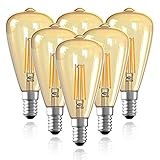 Gorssen Edison Vintage Glühbirne,ST48 E14 4W LED Glühbirne Vintage Antike Glühbirne,Warmweiß (2700K) 320LM,Ideal für Nostalgie und Retro Beleuchtung im Haus Café Bar usw - 6 Stück