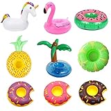 Badespielzeugset Aufblasbare Getränkehalter, Badezimmer Küche Einhorn Flamingo Palm Island Krapfen Frucht Cartoon Aufblasbares Flaschenhalter Badespielzeug Pool Untersetzer für Bier Getränke S