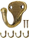FUXXER® - Antik-Haken, Garderoben-Haken, Handtuch-Haken Kleider-Haken, Eisen-Haken Messing Bronze Design Vintage Landhaus Retro, 4er S