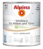 ALPINA Weißlack für Möbel und Türen 2 Liter Farbe Weiss Ex