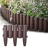 AufuN Kunststoff Rasenkante 5,6m Holzoptik Beeteinfassung Garden Border aus Polypropylen, Mähkante Beetumrandung Palisade Garten dekorativ, 1 Element BxHxT: 28x24x1 cm, B