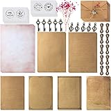 79 Stücke Vintage Schreiben Briefpapier und Umschläge Set Enthält 30 Blätter Briefpapier mit 3 Größen, 12 Kraft Umschlägen, 12 Retro Schlüsseln, 12 Hanfseilen, 12 Aufklebern für W