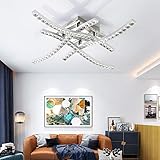 Kristall LED Deckenleuchte, Kronleuchter Lampe Modernes Kristall Design Deckenleuchte, Warmweiß 3.000K, 24W, 4x 380LM, für Wohnzimmer Schlafzimmer E