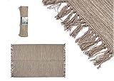 Flickenteppich braun, Fleckerlteppich Läufer Flur, Baumwollteppich waschbar, Grösse: 80x120 cm, Teppich groß Wohnzimmer, Küchenteppich, Balkon, Carpet, großer Tepp