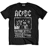 ACDC Herren Highway to Hell World Tour 1979/80 T-Shirt, Schwarz (Black Black), Larg