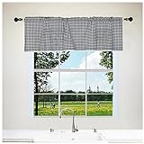 YOGZHRR Blackout Kurze Scheibengardinen für Küche Kaffee Kleine Fenster, Einfache Gitter Halber Vorhang Nähen Spitzenkante 1 STÜCK/Black / W132xH60