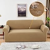 HNTYSM Stretch Wasserdicht Sofabezug 1 Sitzer All-Inclusive Universeller Spandex Sofa Überzug Sesselschoner Chaiselongue Couchdecke Ecksofa bezug mit Schaumstoffstreifen (Bernstein)