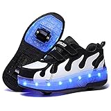 TTIK Unisex-Kinder LED Lichter Rollschuhe Mit Rollen USB Aufladbare Skateboardschuhe Vibration Blinking Gymnastik Sneaker für Junge M