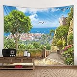 3D Landschaft Dekoration Tapisserie Schlafsaal Schlafzimmer Hintergrund Wanddekoration Tapisserie Urlaub Party Dekoration Tapisserie (W)200×(H)150CM