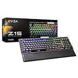 EVGA Z15 RGB Gaming Tastatur, RGB Hintergrundbeleuchtung LED, Hotswappable mechanische Kaihl Speed Bronze Schalter (Clicky)