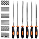 Feilen Set, Preciva Werkstattfeile Satz 6 tlg. Feilenset Feilensatz inkl. Flachfeile Halbrund-/Rundfeile Nadelfeile für Werkstatt, Heimwerken für die grobe Zerspanung und zum Schruppen geeignet(6 tlg)
