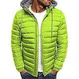 Lomelomme Daunenjacke Herren Einfarbig Übergangsjacke mit Kapuze Ultraleicht Gepolstert Herbst Winter Jacke Übergang Stehkragen Outdoor Steppjacke Kapuzenjack