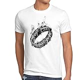 style3 Der Eine Ring Herren T-Shirt Fantasy, Größe:M;Farbe:Weiß