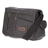 Christian Wippermann große XL Herren Damen Tasche Umhängetasche Canvas Messenger Bag Schw