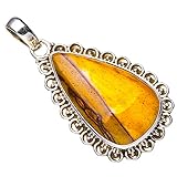 StarGems Natural Bildjaspis Handmade 925 Sterling Silver Pendant 4.4cm E5089