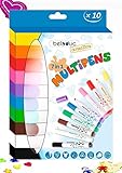 Beleduc Multipens, Filzstifte, Textilmalstifte, Textilmarker, Glasmalstifte, Porzellanstift, Stifte für Holz, Metall, Stoff und Jeden beliebigen Untergrund, 10er Set (inkl.Minis Mal - Überraschung)