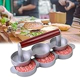 VANGALOO Hamburgerpresse für 3 Mini-Burger Patties, 3er Mini Burgerpresse aus Aluminium mit Antihaftbeschichtung, Patty Presse, Burger Grill Zubehö