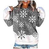 HHOP Weihnachten blusen Damen Langarm Pulli Damen offshouldershirt schöne Pullover Damen Damen Pullover Winter Langarmshirt Damen gestreift Damen jeanshemd braune Tunika Damen v Ausschnitt Lang