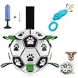 WeChip Hundespielzeug Ball,Fußballball mit Greiflaschen, Interaktives Hundeball Hund Wasserspielzeug Fußball Hund Zerrspielzeug Hund,mit Ballpumpe und Nadel und Trainingspfeife mit Click