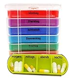 M&H-24 Tablettenbox Medikamentenbox Pillenbox für 7 Tage Transparent - Pillen-Tabletten-Dose Medikamentendispenser Wochendosierer Woche 4-Fächer Morgens Mittags Abends Nachts Transparent 1 Stück