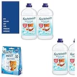 6tlg. Pflege-Set: 4x1500ml Kuschelweich Hygiene-Spüler Wäsche-Desinfektion + Kuschelweich Duftsäckchen - Box Sommerwind + Sisal Tote Bag