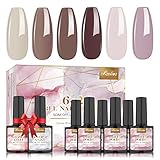 Kredioo UV Nagellack, 6 PCS Gel Nagellack Set Elegant Schellack Nagellack Farben mit Base & Top Coat Gelnägel Set für Nagelstudio Design DIY Z