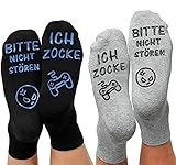 Gaming Socken, nicht stören Ich bin Lustige Söckchen, Do Not Disturb I'm Gaming Neuheit Baumwollsocken Gamer Socken Rutschfeste Haussocken Wintersocken Valentinstag Geschenk für Damen Herren Sp