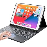 EARTO iPad Tastatur 9. Generation 10,2 Zoll, Smart-Touchpad, 7-Farbige Beleuchtung, Kabellose Abnehmbare QWERTZ-Tastatur für iPad 9. Gen/8. Gen/iPad 7. Gen, iPad Air 3. Gen, iPad Pro 10,5, Schw