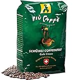 più caffè Schümli Coffeinfrei Café Crème Kaffeebohnen, 1 kg; liebliches Aroma, geschmackvoll und schonend, 100 % Arabica Bohnen, Schweizer Trommelröstung, ganze Bohnen für V