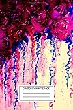 Composition Notebook: Paintings Petals On Parade In Oxblood And Blue Flower Power Wide Ruled Note Book, Diary, Planner, Journal for Writing