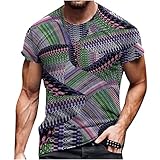 Herren-T-Shirt mit kreativem Druck, Rundhalsausschnitt, kurze Ärmel, schmale Passform, personalisierter Druck, lässiger Stil, für den täglichen Gebrauch, Party, Sport, Pullover, Mehrfarbig, XL