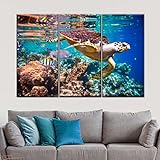 Bilderrahmen, Wandkunst Bilder Home Decor Meeresschildkröte Meeresschildkröte 3 Stücke A Malerei Leinwand Bild XXL Format Wandbilder Wohnzimmer Wohnung Deko Kunstdrucke - 3 Teilig - Hd Gedruck