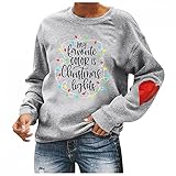 GFGHH Weihnachten Sweatshirt, Pullover Damen mit Schneeflocke Muster, Weihnachtspulli Rentier Drucken Christmas Vintage Langarmshirt Frauen Oberteile Rundhals Xmas Shirt Pulli Sport Top