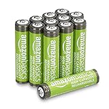 Amazon Basics AAA-Batterien mit hoher Kapazität, wiederaufladbar, 850 mAh, 12 Stück, vorg