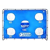 Best Sporting Fußballtor grau 240 x 170 x 85 cm sehr stabil, mit Blauer Torwand mit 5 Schusslö