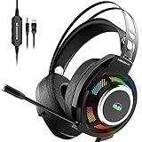 Lightspeed Gaming-Headset Mission V1, Monster Gaming Kopfhörer mit USB Kabel und Geräuschunterdrückendem Kopfhörer, RGB Licht, Headset Gaming für PC, Mac, Xbox One, PS4, PS5, Sw