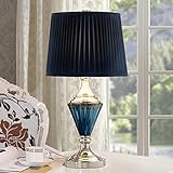 ZHANGYUNSXD Nachttischlampe Glas Tischleuchten Einfache Moderne Europäische Tischlampe Schlafzimmer Nachttischlampe Kreative Blaue Wohnzimmer Licht W