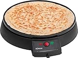 Bomann CM 2221 Crepe-Maker, antihaft-beschichtete Platte: Ø 29 cm, Set inkl. Teigverteiler, Crepes Maschine elektrisch, auch geeignet für Tortillas, Wraps, Enchiladas, Tacos etc., 900 Watt, schw