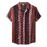 Herren Hemden Kurzarm Streifendruck Tops Umlegekragen Button-Down-Hemden Polos T-Shirts Button Down Shirts Hemd Henley-Hemden Freizeit Slim Fit Hawaiihemden Kurzarmshirt Sommerhemd F