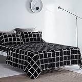 SLEEP ZONE 4-teiliges bedrucktes Bettlaken-Set – doppelt gebürstete Mikrofaser, superweich, atmungsaktiv, Tagesdecken-Set mit 40,6 cm tiefer Tasche (Queensize, weißes Gitter)