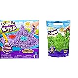 Kinetic Sand Sandbox Set mit 454 g, 3 Förmchen und 1 Schaufel, unterschiedliche Varianten & 907 g Beutel mit magischem Indoor-Spielsand grü