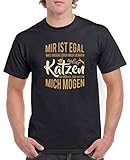 Comedy Shirts - Mir ist egal was Andere über Mich Denken, außer Katzen - Herren T-Shirt - Schwarz/Hellbraun-Beige Gr. 5XL