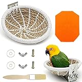 Vogelnest Baumwollseil, mit Reinigungsbürste, Sittich Brutnest Handcraft Winter Warm, Vogelnest für Käfige Wellensittich Papageien Barsch, mit Weichen Kissen für Papageien Wellensittiche Fink