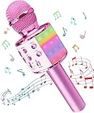 Karaoke Mikrofon, Drahtloses Bluetooth Mikrofon für Kinder, LED Dynamische Mikrofone, Geschenke für Teenager Mädchen Jungen, Tragbares Zuhause KTV Microphone Party Lautsprecher für Smartphone PC