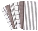 KAF Home Frottee-Küchentücher gemischt | Zwei 3er-Sets 18 x 28 Zoll | 4 Flachgewebetücher zum Kochen und Trocknen von Geschirr und 2 Frotteetücher, für die Hausreinigung (Dunkelgrau)