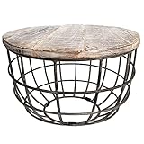 casamia Couchtisch Wohnzimmer-Tisch rund Beistelltisch Lexington ø 55 cm Metall Drahtgestell Gitter massiv Color weiß gekälk