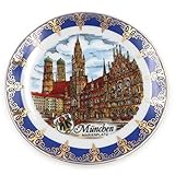 Müller Porzellan Wand-Teller München Marienplatz Bayern, blau Gold, 13cm, Sammelteller Deko-Teller Wand-Bild Wanddeko W