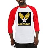 CafePress USAF-Wings-Postage.GIF Baseball Shirt Gr. M, rot / weiß