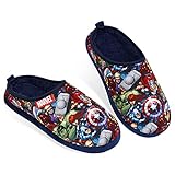 Marvel Hausschuhe Herren, Avengers Pantoffeln Herren, 41 - 46 (Schwarz/Marineblau, 45, numeric_45)